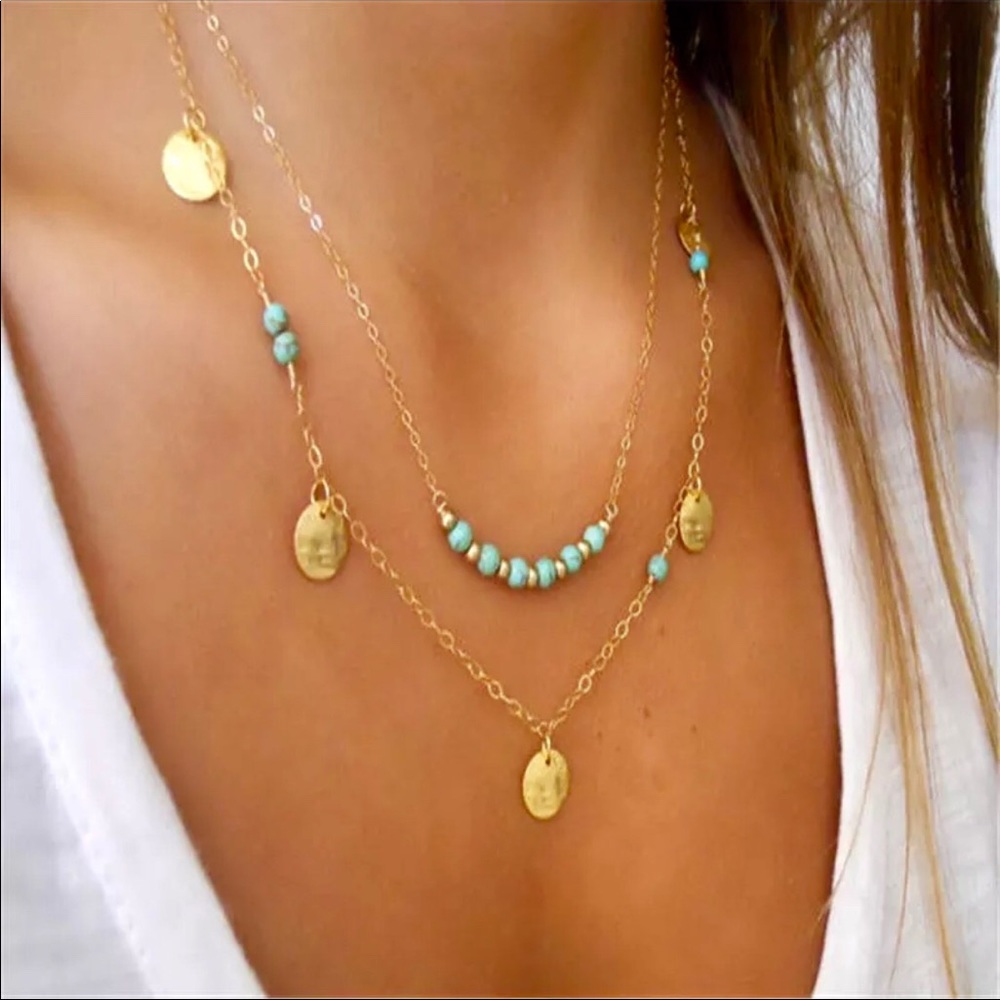 🎉HP🎉New Aqua Layered Bohemian Necklace